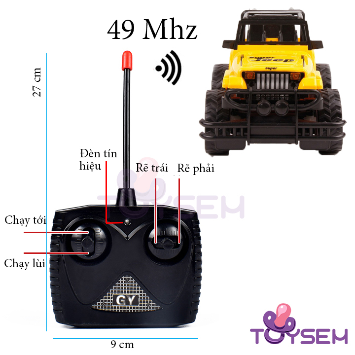 Xe điều khiển từ xa vượt địa hình có đèn led Toysem đồ chơi trẻ em xe jeep mô hình - Quà tặng sinh nhật cho bé