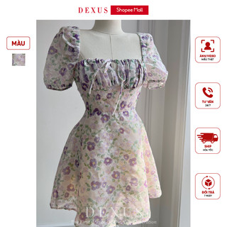 Váy xòe tím hoa cúp ngực tiểu thư 𝐃𝐗 𝐃𝐄𝐗𝐔𝐒 _ dxv70168