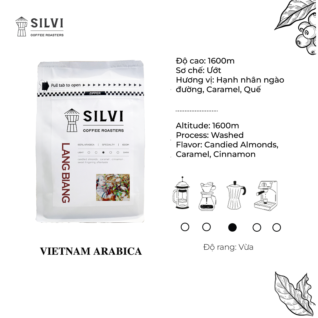 Cà phê Espersso Pha Máy Lang Biang 100% Arabica - Silvi Specialty Coffee