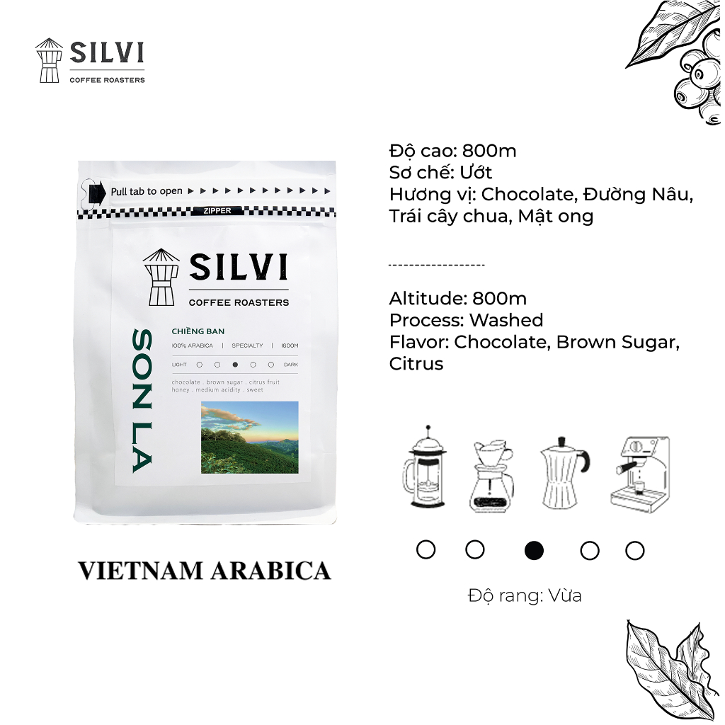 Cà Phê Espresso Pha Máy Sơn La Arabica - Silvi Specialty Coffee