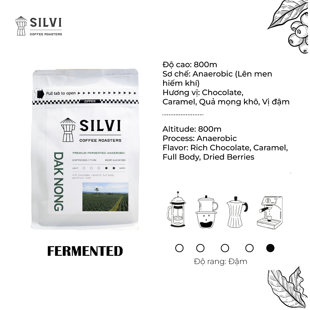 Cà phê thủ công Dak Nong Robusta Yếm Khí Anaerobic
