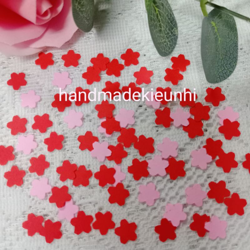 100 hoa ĐÀO nhỏ, size 0.8cm, bằng giấy màu - thủ công mầm non cho bé, làm handmade, bao lì xì, bưu thiếp