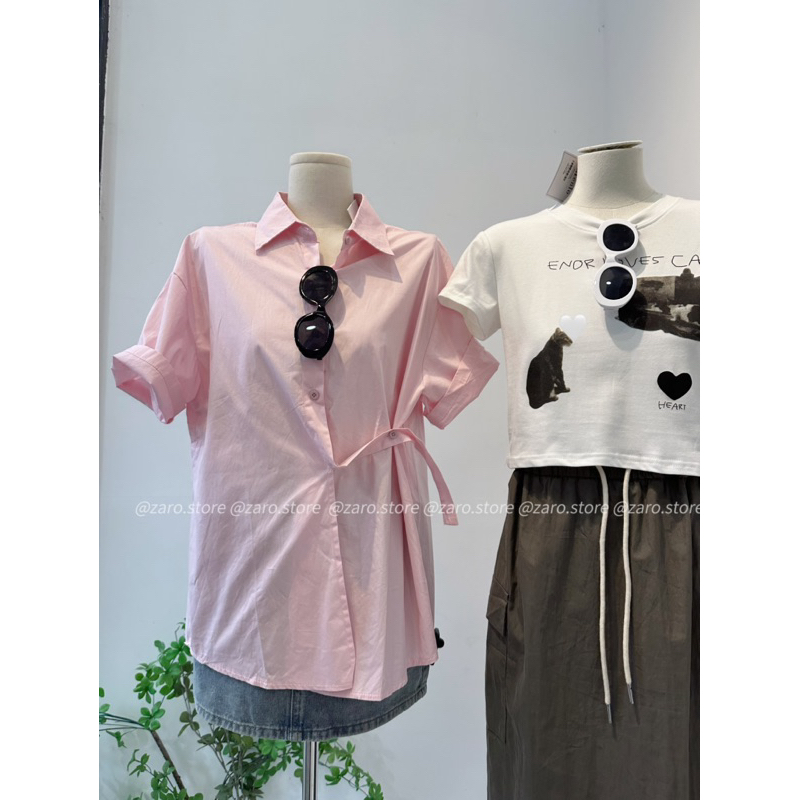 Áo sơ mi ngắn tay oversize