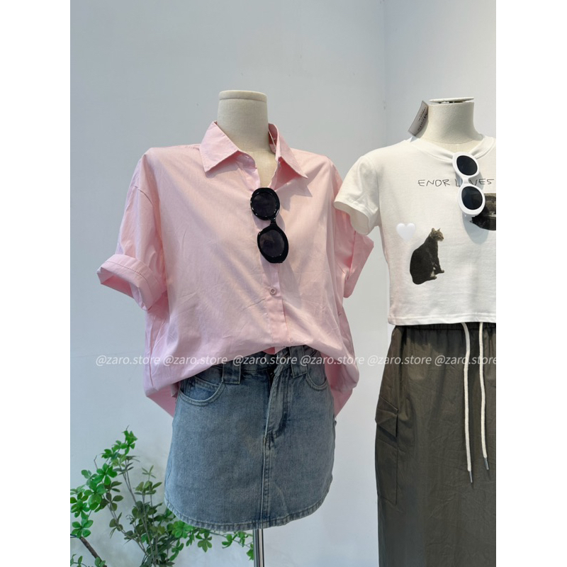 Áo sơ mi ngắn tay oversize
