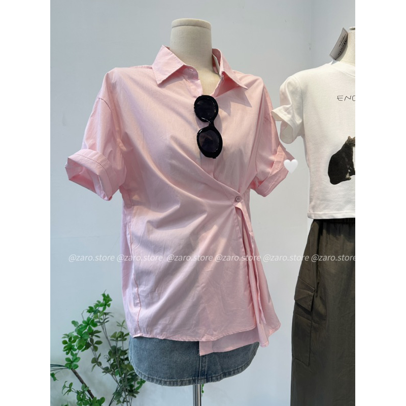 Áo sơ mi ngắn tay oversize