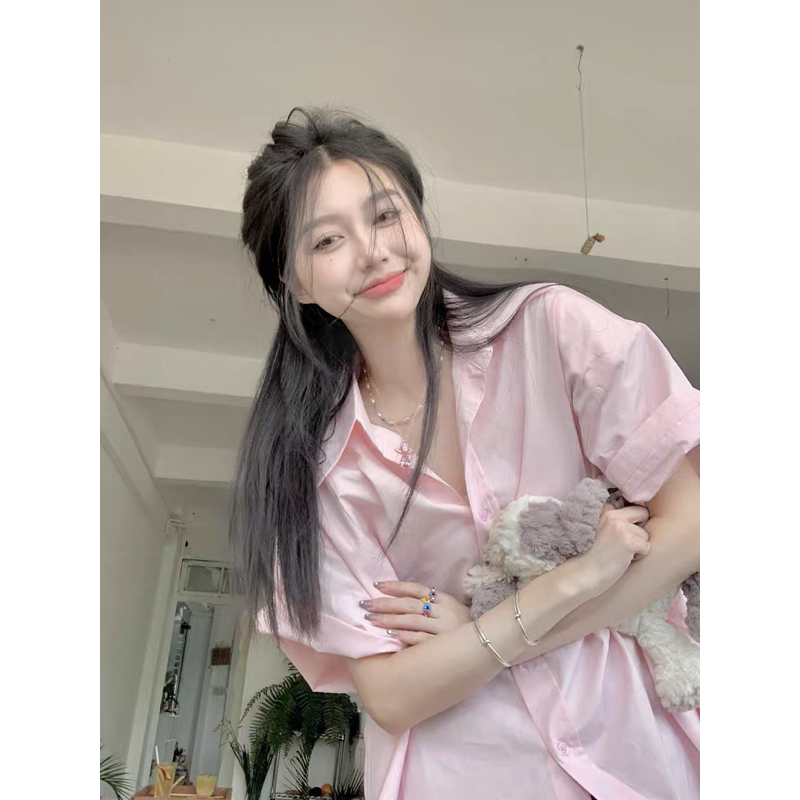 Áo sơ mi ngắn tay oversize