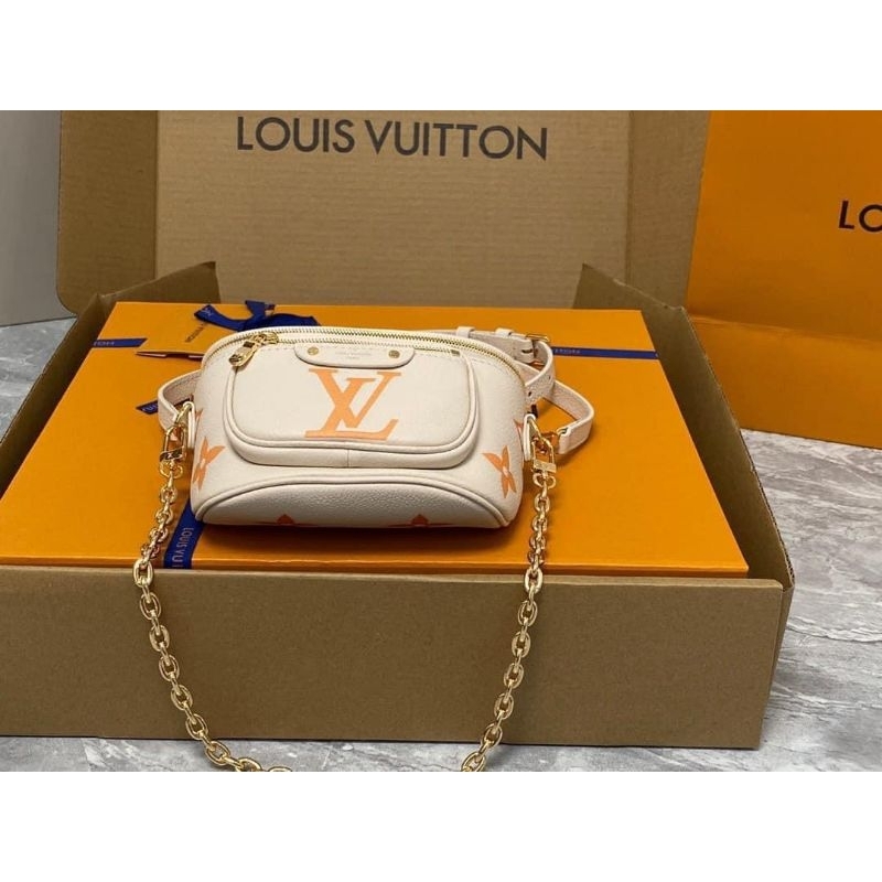 Túi đeo bụng nữ mini sz17cn da bò kim loại vàng ánh kim cực đẹp