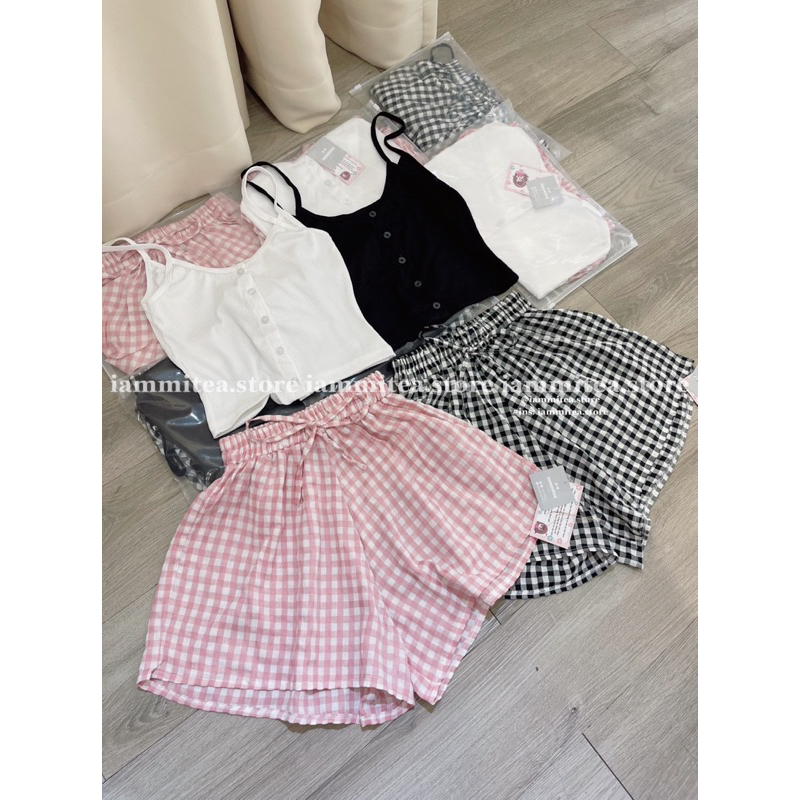 Set bộ ngủ áo 2s+ quần short lưng chun nhà Iammitea