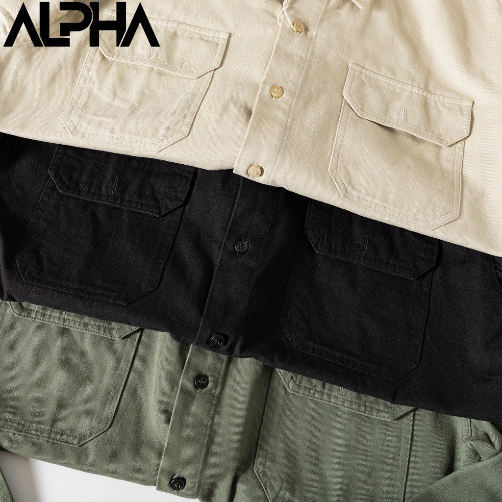 Áo sơ mi kaki nam dài tay form rộng GENZAPLPHA cao cấp, sơ mi kaki 2 túi dày dặn chuẩn kaki