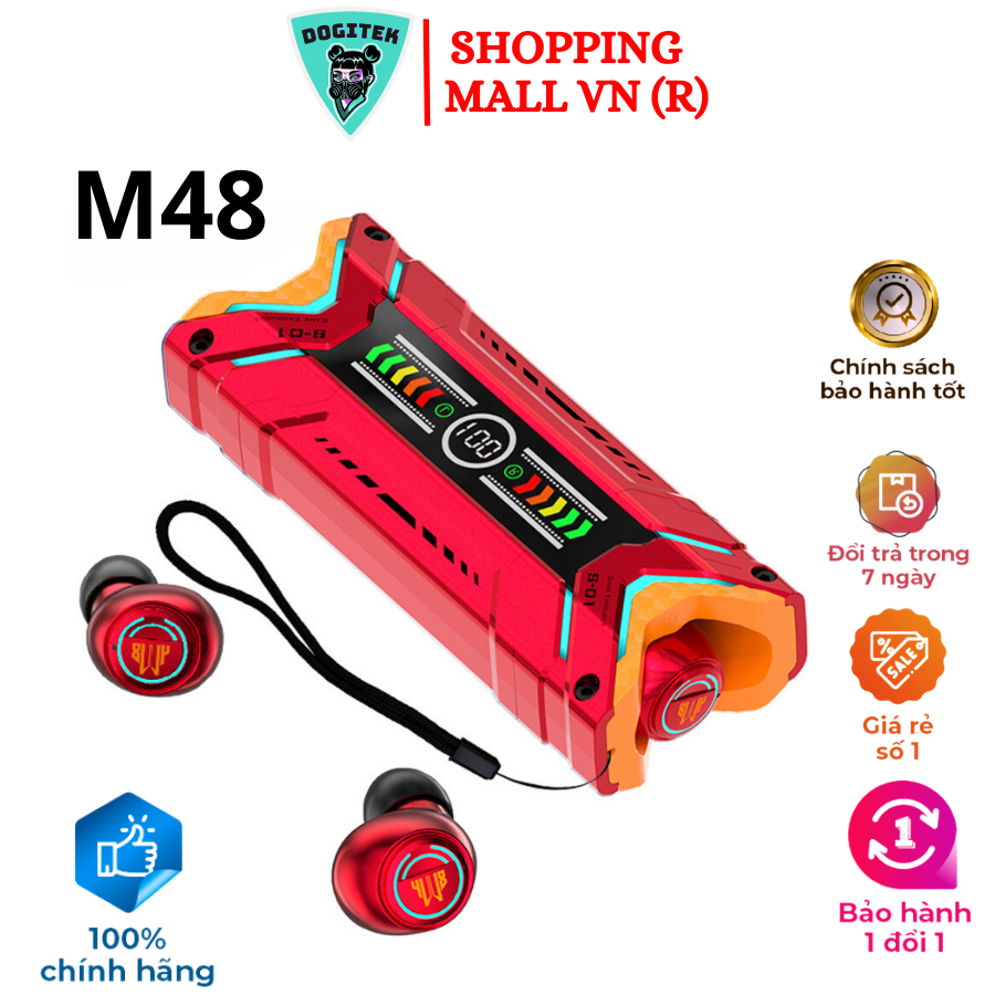 Tai Nghe Không Dây Bluetooth DOGITEK M48 . Led RGP Nhiều Màu , Màn Hình Lượng Tử . Âm Thanh Siêu Đỉnh ,Pin 6-8h. BH6th