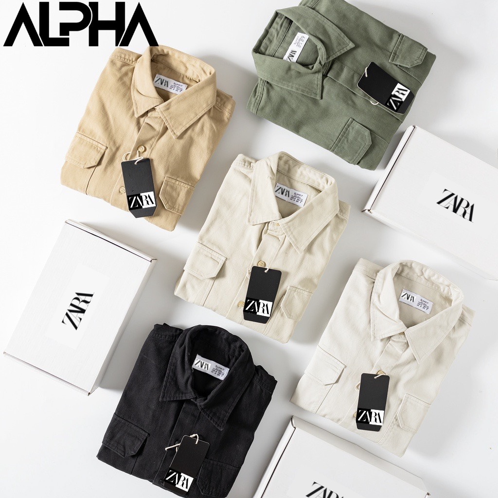 Áo sơ mi kaki nam dài tay form rộng GENZAPLPHA cao cấp, sơ mi kaki 2 túi dày dặn chuẩn kaki