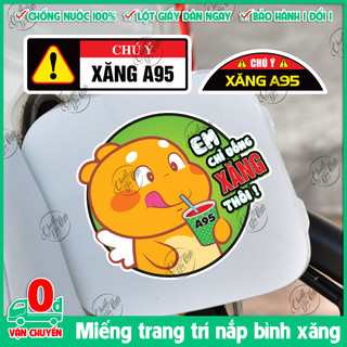 Bộ miếng dán trang trí nắp bình XĂNG KHỦNG long vàng tránh nhầm lẫn trang trí nắp bình xăng xe ô tô