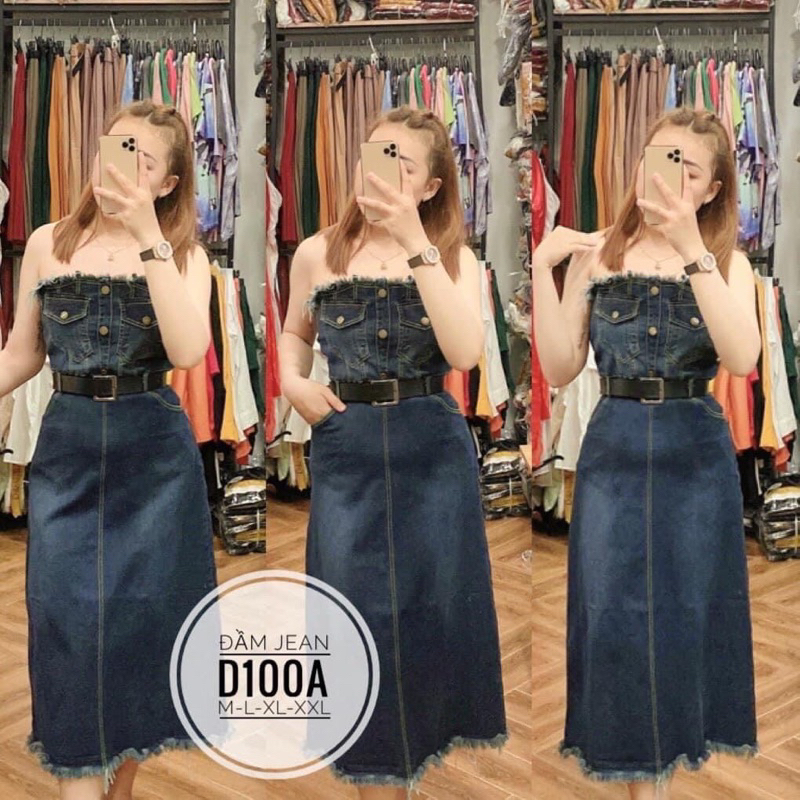 Váy cúp ngực jeans bigsize_saigon(50-90kg)