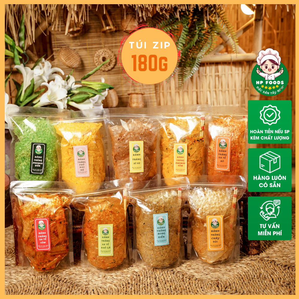 Bánh tráng trộn sẵn gia vị ngon số 1 Tây Ninh, Bánh tráng xì ke siêu cay, siêu ngon, đủ vị - HP FOODS