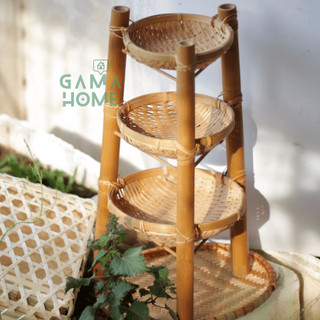 Kệ tre tầng, kệ tre 3 tầng trang trí decor đựng đồ ăn tiện dụng GAMA HOME.