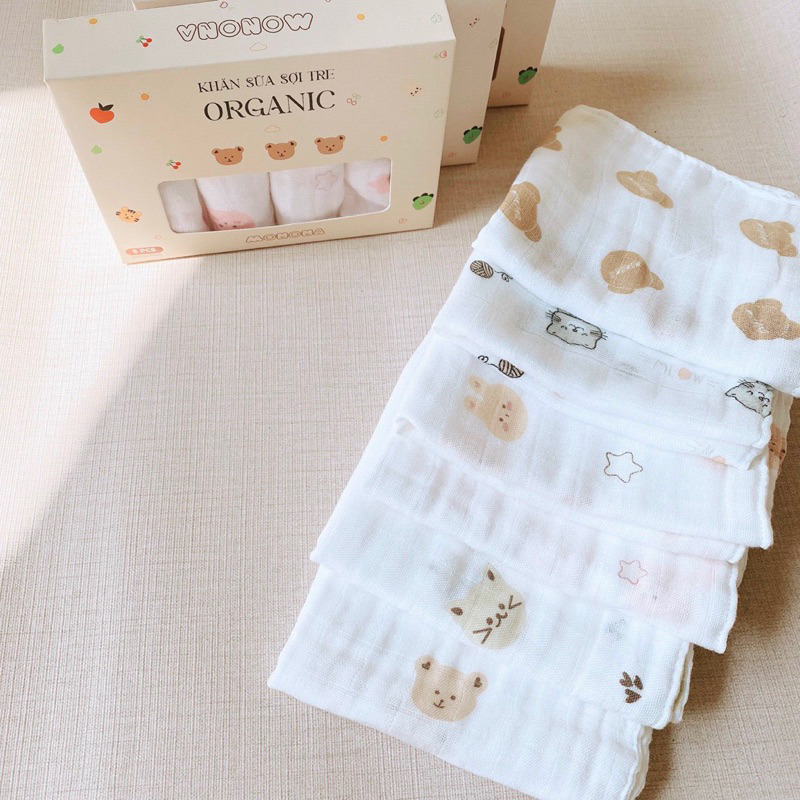 Set 5 khăn sữa Sợi tre cho bé 30*30cm Monona, chất liệu Organic mềm mại