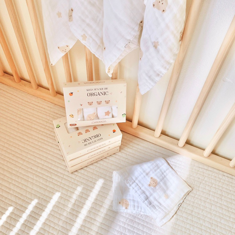 Set 5 khăn sữa Sợi tre cho bé 30*30cm Monona, chất liệu Organic mềm mại