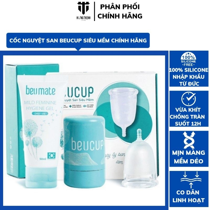 Cốc Nguyệt San BeUcup Silicol Y Tế Wacker Đức Siêu Mềm, Đạt Chuẩn FDA Hoa Kỳ