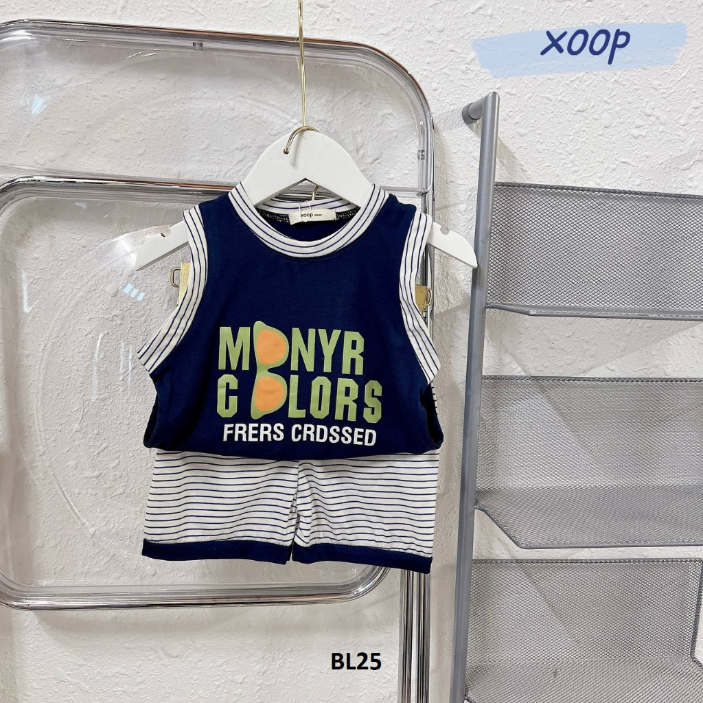 Bộ ba lỗ XOOP cotton lụa thể thao in kính chữ Mnyr cho bé (11-25kg) BL25,Đồ bộ thời trang quần áo trẻ em Shop Phúc Yến