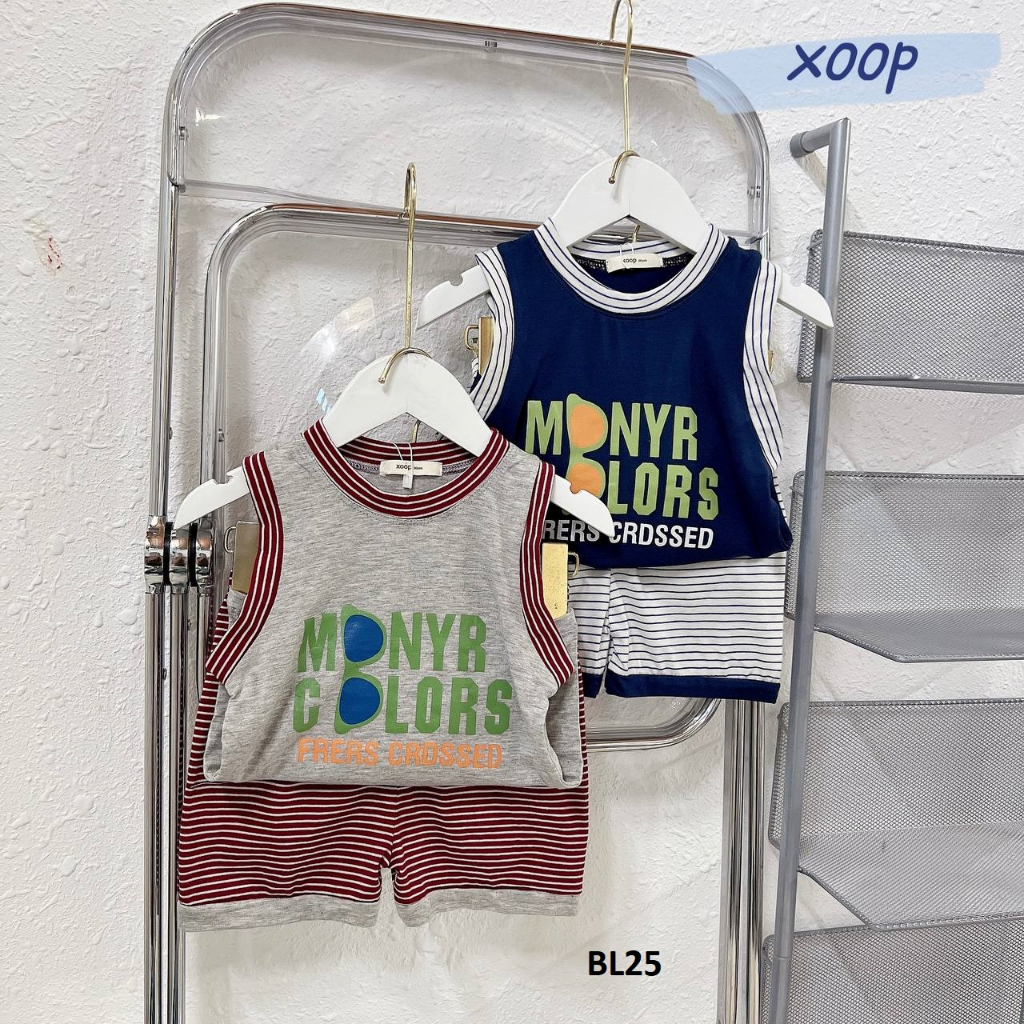 Bộ ba lỗ XOOP cotton lụa thể thao in kính chữ Mnyr cho bé (11-25kg) BL25,Đồ bộ thời trang quần áo trẻ em Shop Phúc Yến