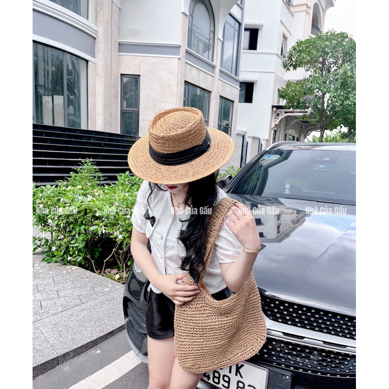 Túi cói đeo vai size lớn cực xinh ( ảnh thật )