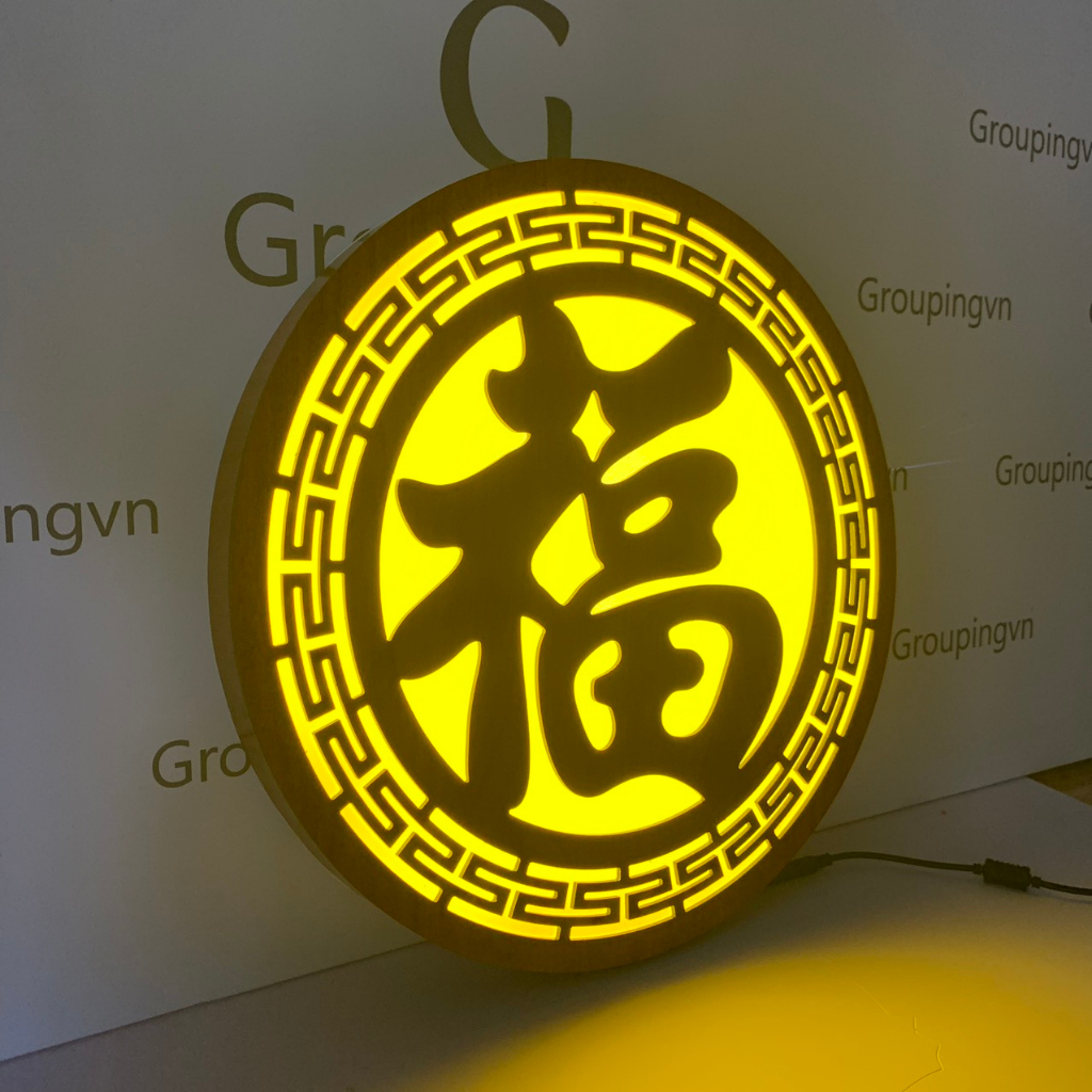 Đèn Hào Quang Chữ Phúc Ánh Sáng Vàng