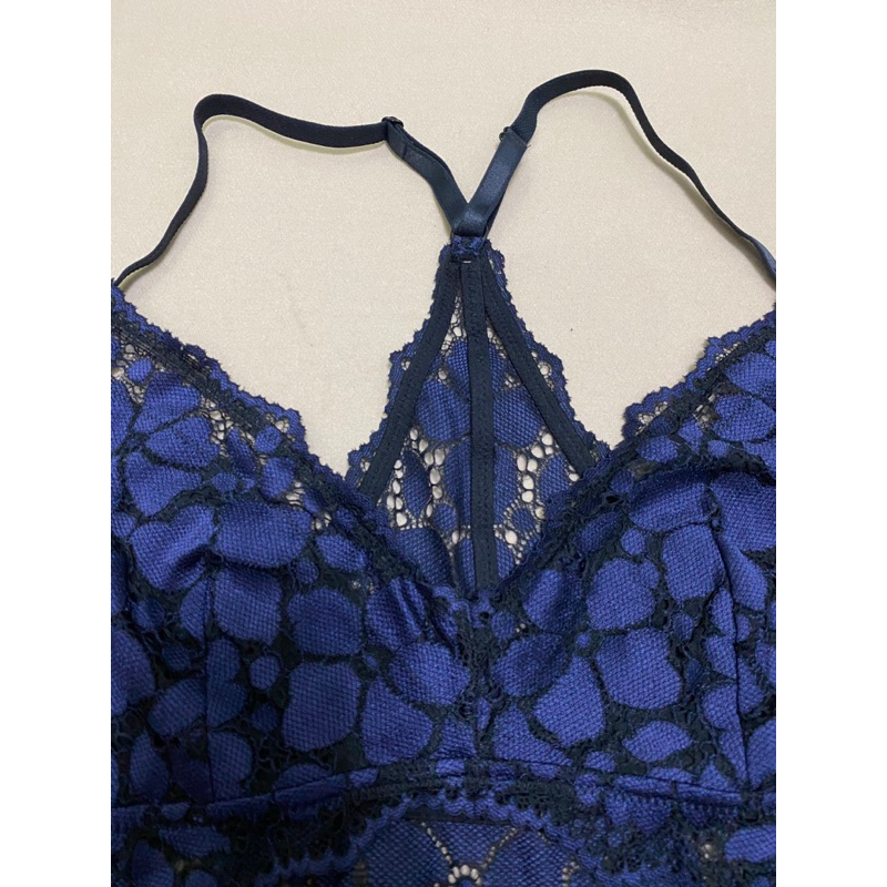 Áo ren bra không mút xanh navy - Thanh lý vnxk