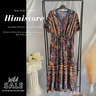 [CÓ SẴN] Đầm Maxi Đi Biển Big Size Nữ Himistore Hoạ Tiết Thổ Cẩm Vintage Lạ Mắt