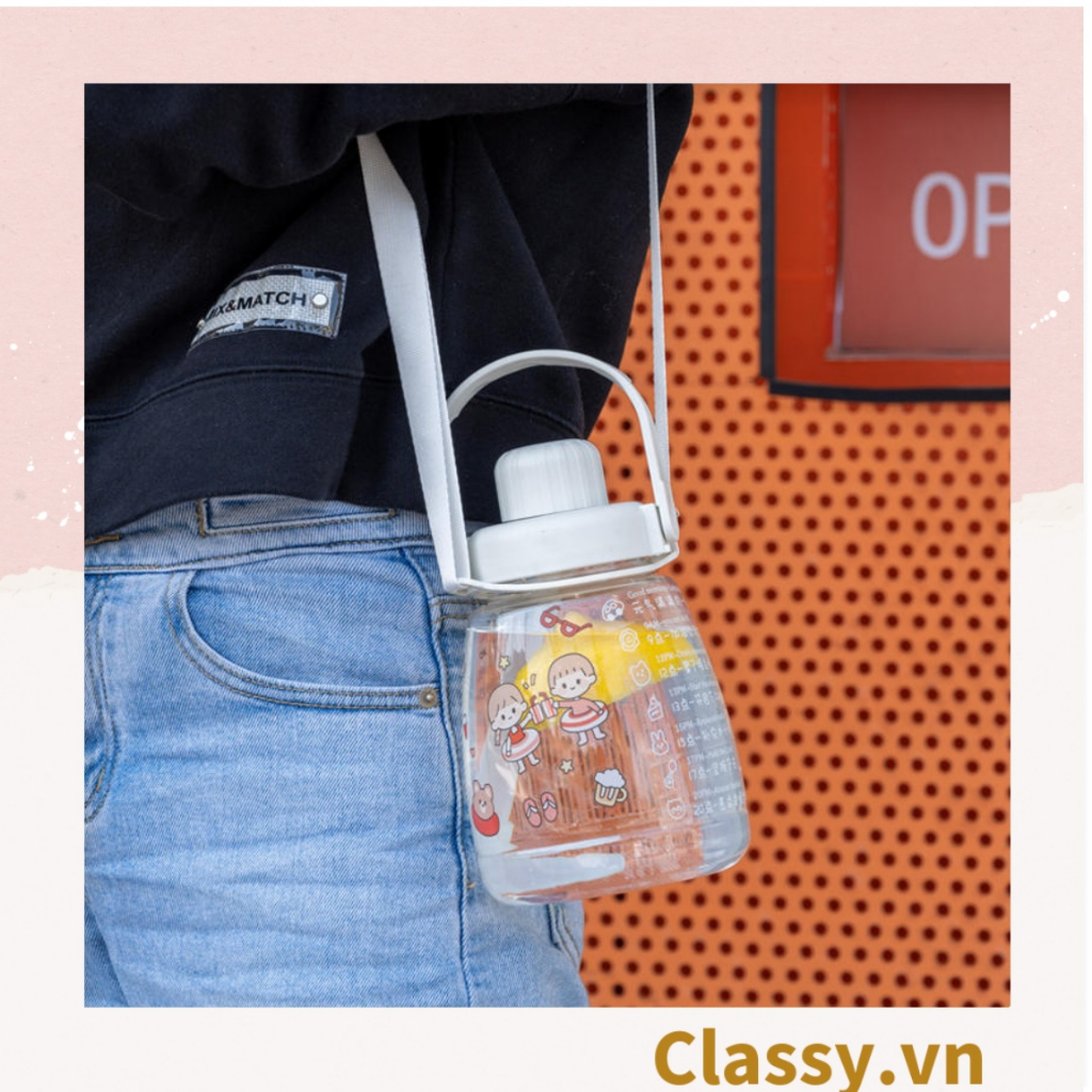 Bình đựng nước 1L  Classy có ống hút tiện lợi, họa tiết hoạt hình dễ thương PK1096