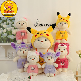 Gấu Bông Lena Mặc Yếm Đội Mũ Cosplay - Thú Nhồi Bông Dễ Thương Hottrend Cao Cấp