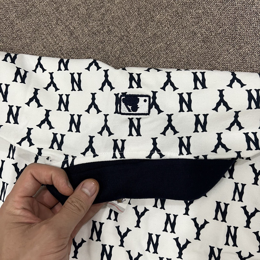 Áo Thun Polo Nam Nữ  MLB Vải Cá Sấu phom đẹp in nét, Áo Thun Cổ Bẻ ny MLB Phong Cách Hàn Quốc