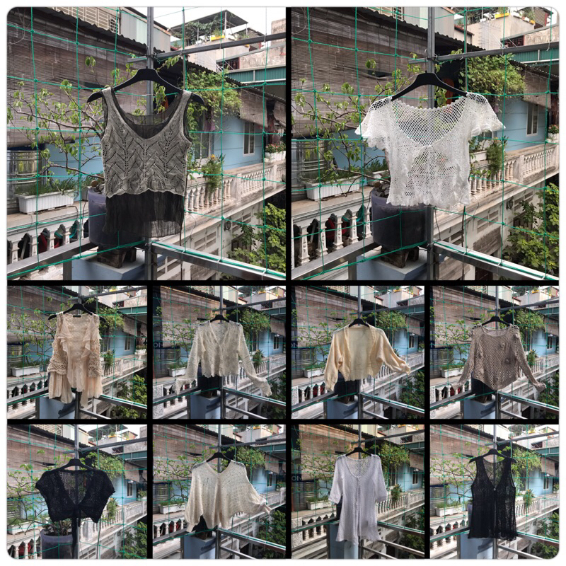 Áo lưới, áo len móc, crochet, khoác len y2k Nhật-Hàn (ảnh chụp cam thường) cập nhật 11/6