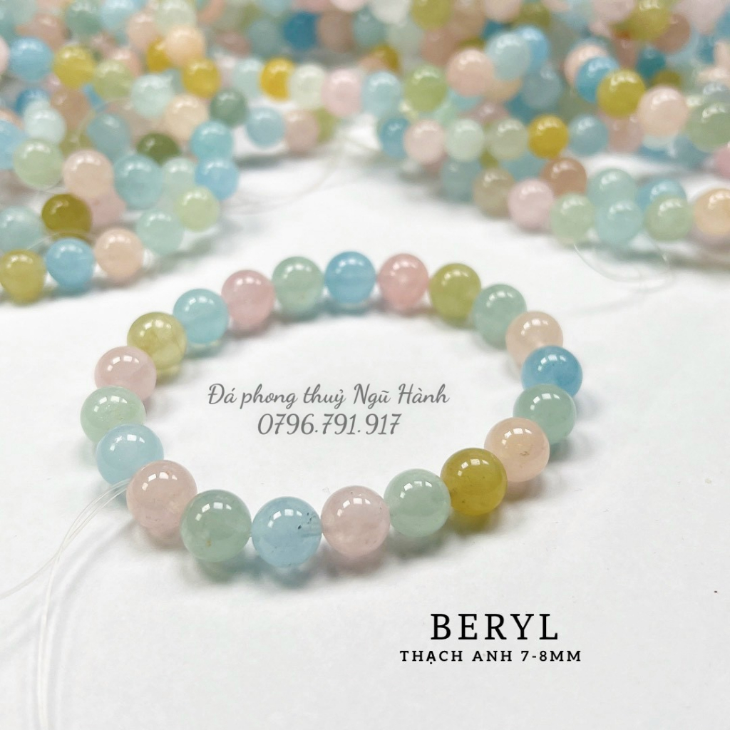 Vòng tay beryl tự nhiên cực đẹp màu sắc nhẹ nhàng thanh lịch - có kiểm định