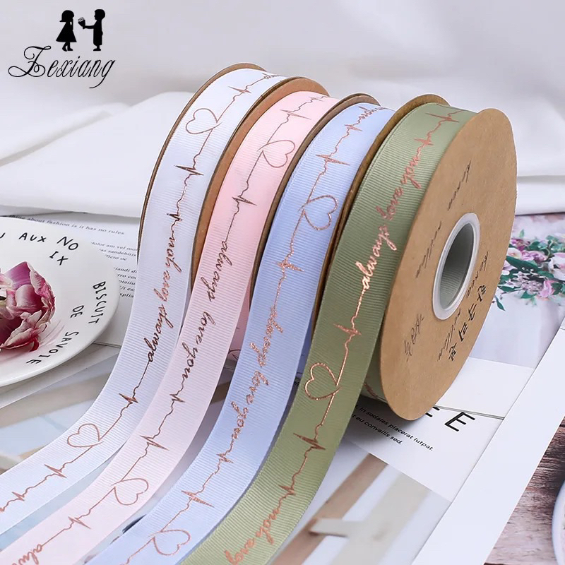 Ruy băng gân hoạ tiết “Always love you” chữ nhũ vàng