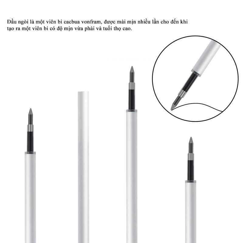 Ruột bút gel Deli A870 ngòi 0,5mm, A880 ngòi 0,38mm mực đen viết trơn êm