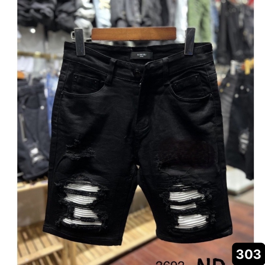 Quần short jean nam rách vá da gối chất bò cao cấp cực đẹp quần jean ngắn nam ptz.boutique Q009
