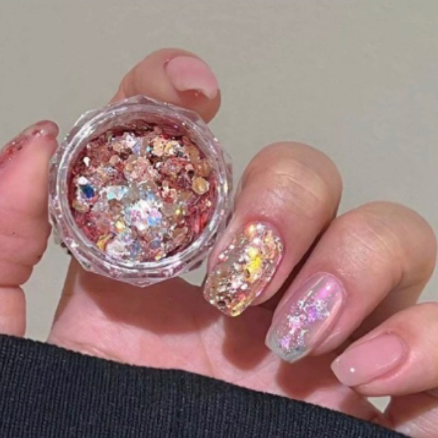 Nhũ ẩn móng vảy cá tone Hồng Gold siêu sáng