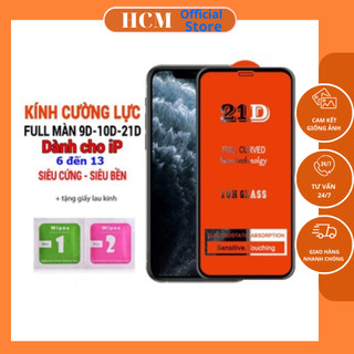 Kính cường lực Iphone 9D- 21D mới nhất full màn cho 12 Mini 11 Pro X XS Max Xr 7 8 6 6s Plus SE2 SE 2020 12 13 Pro max