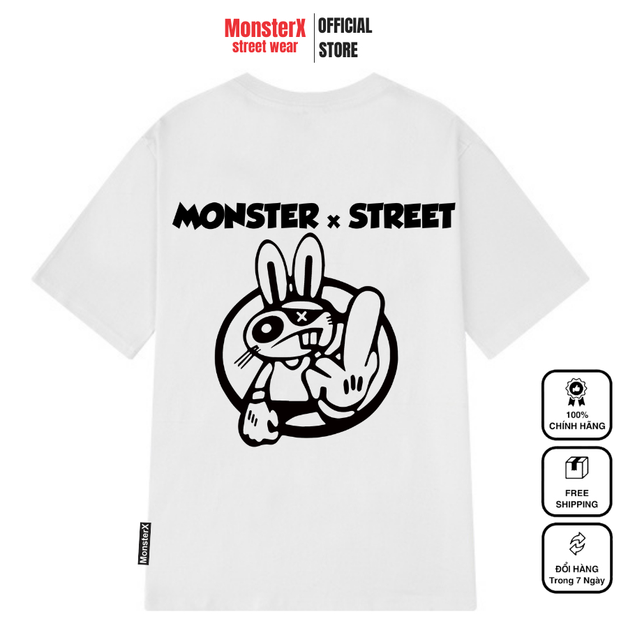 Áo thun unisex MONSTER X STREET Rappit Only1 phông tay lỡ nam nữ form rộng Local Brand