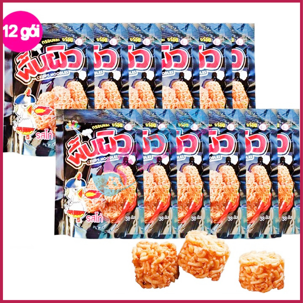 Mì tôm ăn sống vị gà cay/mì snack trẻ em dạng viên siêu ngon giòn Thái Lan bịch 38g 2T House Shop Hàng Thái Lan Nội Địa