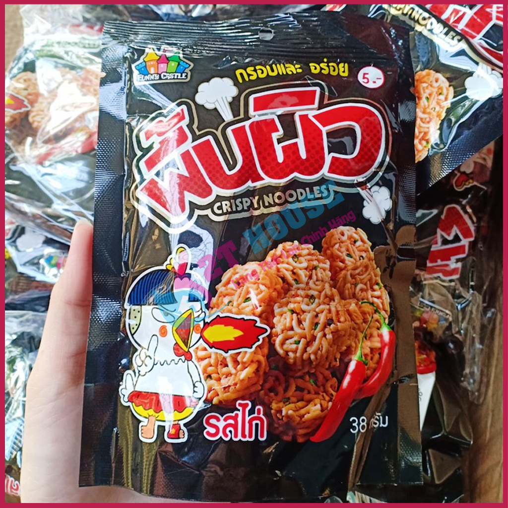 Mì tôm ăn sống vị gà cay/mì snack trẻ em dạng viên siêu ngon giòn Thái Lan bịch 38g 2T House Shop Hàng Thái Lan Nội Địa