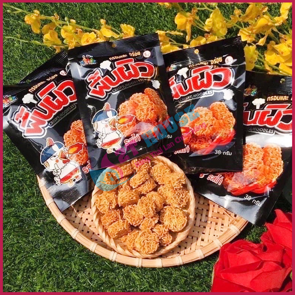 Mì tôm ăn sống vị gà cay/mì snack trẻ em dạng viên siêu ngon giòn Thái Lan bịch 38g 2T House Shop Hàng Thái Lan Nội Địa