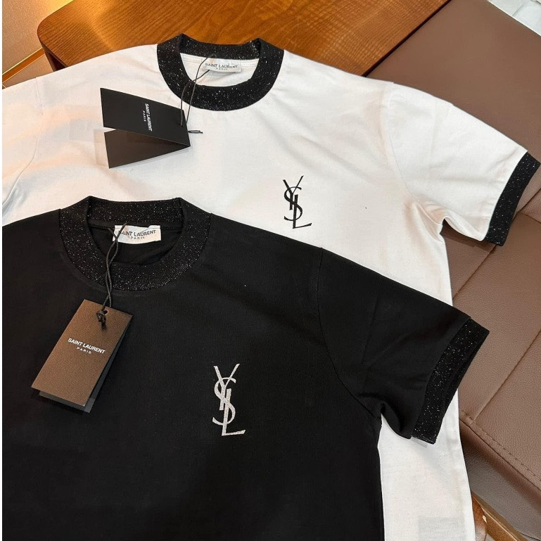 Áo Thun YSL Kim Tuyến Form Rộng Tay Lỡ Vải Cotton Cao Cấp | BigBuy360 - bigbuy360.vn