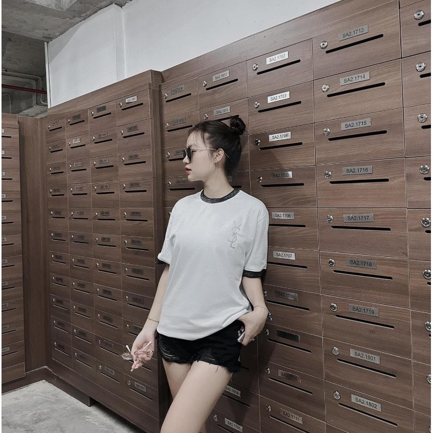Áo Thun YSL Kim Tuyến Form Rộng Tay Lỡ Vải Cotton Cao Cấp | BigBuy360 - bigbuy360.vn