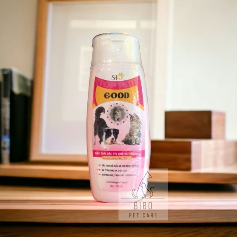 Sữa tắm trị ghẻ nấm da cho chó mèo Good Pet SHD chai 150ml giảm ngứa, rụng lông, khử mùi hôi - Bibopetcare