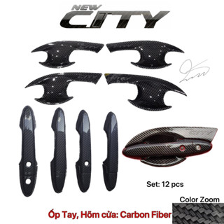 Ốp gương ốp tay cửa Chén cửa Honda City 2021 2022 2023 2024 2025 full xe Phụ kiện dán Carbon fiber mạ chrome Hõm Xăng