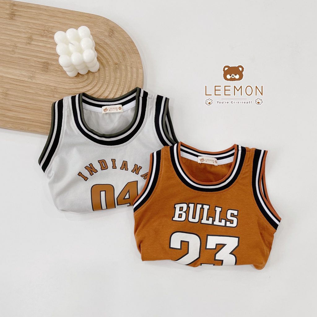 Bộ quần áo bóng rổ cho bé Beemo,Chất liệu cotton mềm mại, bo dây dệt co giãn thoải mái, hình in siêu ngầu B336