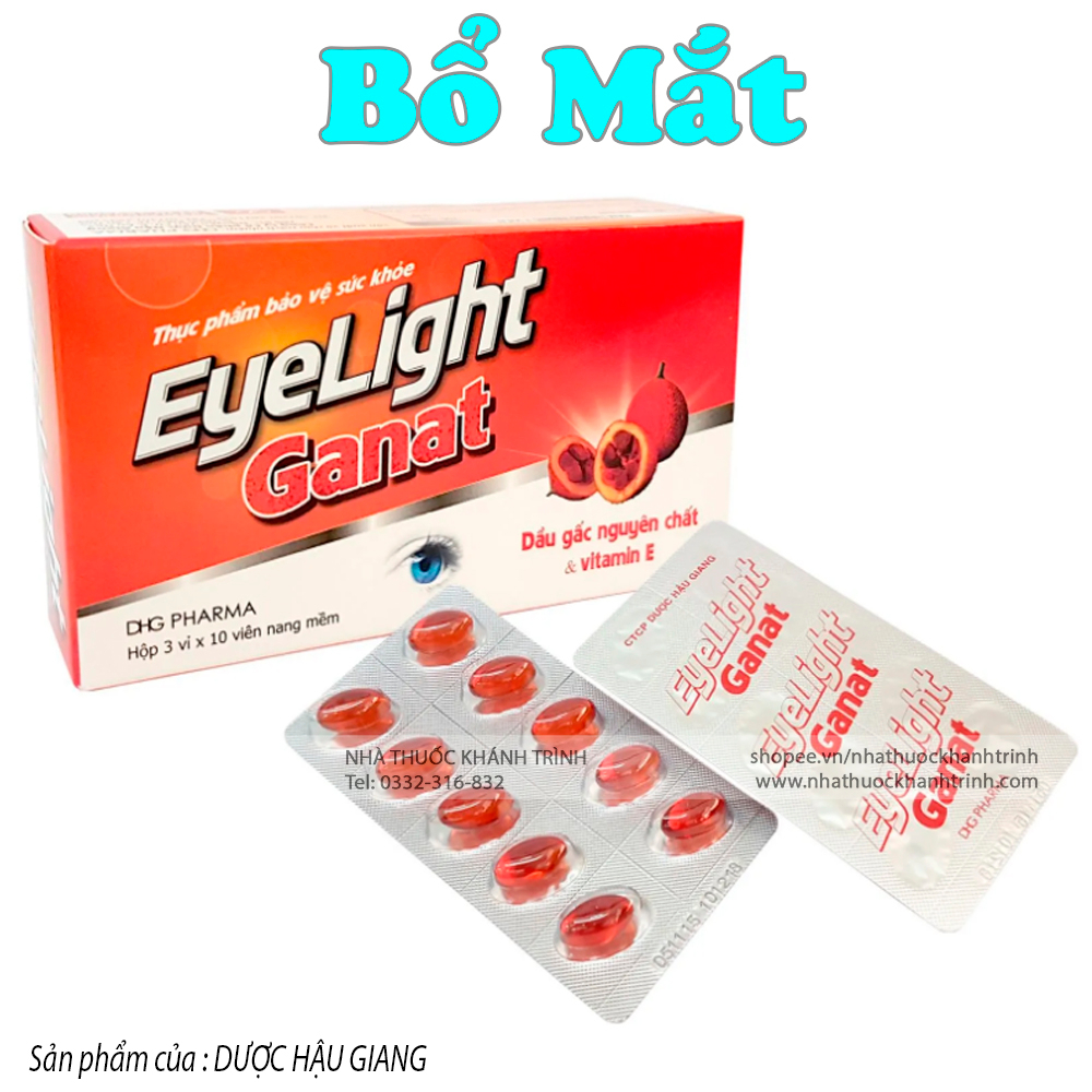 Bổ mắt Dược Hậu Giang Eyelight Ganat - Hỗ trợ bảo vệ mắt, cải thiện thị lực (30 viên)