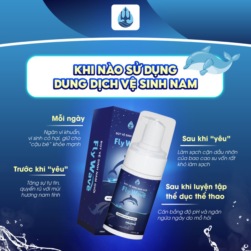 BOX YÊU THƯƠNG Bọt vệ sinh nam Fly Wave 100ml Dung dịch tạo bọt 3 hương Relax, Cool Fresh, Sweet Love