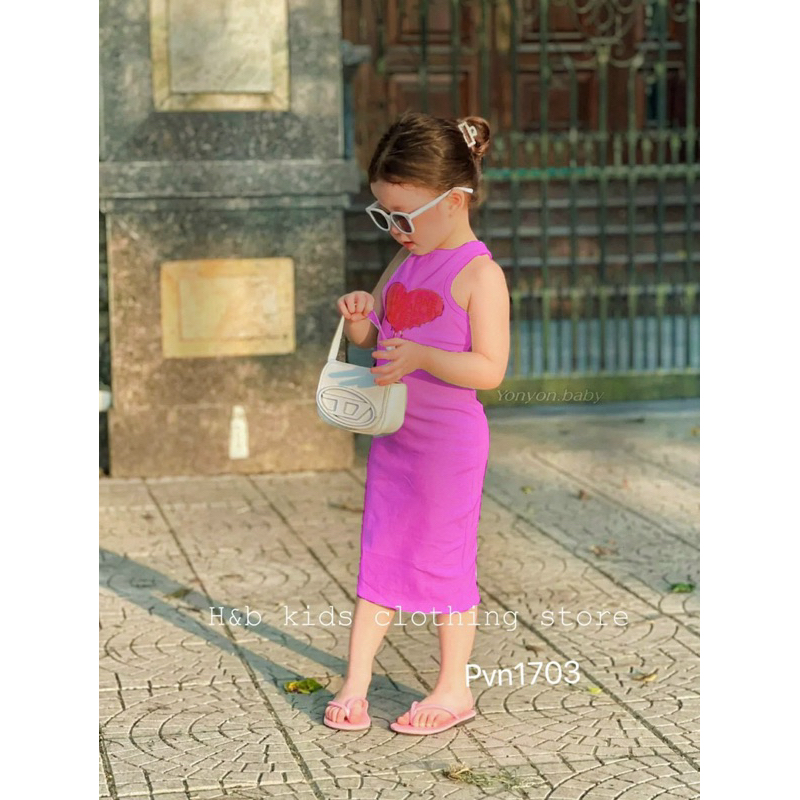 8-30kg váy body tăm gân in tim xinh xắn cho bé siêu tôn dáng 💯